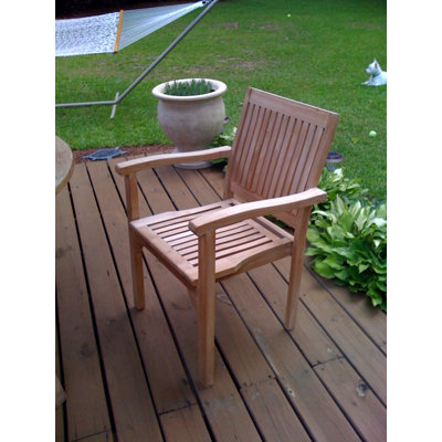 Leveb Teak Wood Premium All-Weather Wicker Outdoor Stacking Dining Armchair