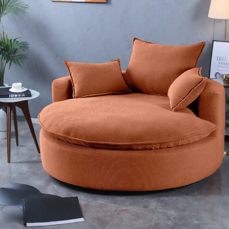 Confortable fauteuil d'appoint pivotant à 360 °, revêtement en velours côtelé, élégance de salon moderne