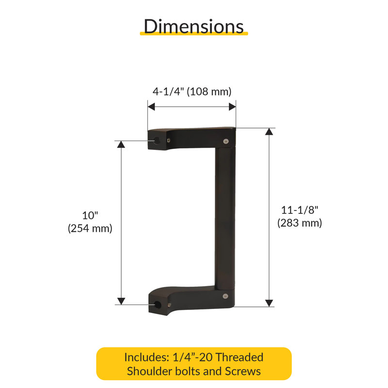 Poignée à tirer en aluminium extrudé Brixwell EPL915DU, longueur 11-1 / 8 po, fixation 10 po centre à centre, finition bronze foncé