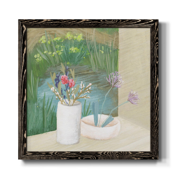 Window Plants III - Toile encadrée de qualité supérieure - prête à être accrochée, H 27,5 po x l 27,5 po x P 1,5 po