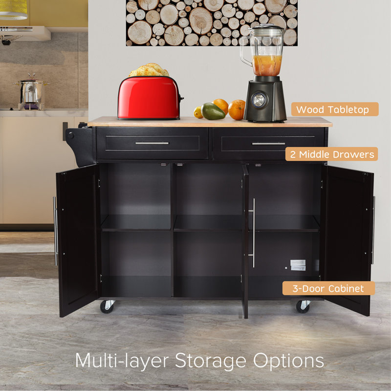 Hysell 121 cm W Kitchen Cart with