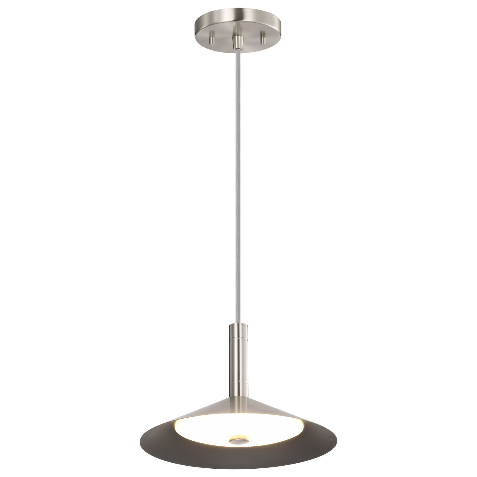 Vicente Dimmable LED Single Light Pendant, 151" H x 9.88" W x 9.88" D, Brushed Nickel