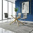 Modern 71" Rectangular Tempered Glass Dining Table with Gold X-Shape Metal Legs, Seats 6-8
