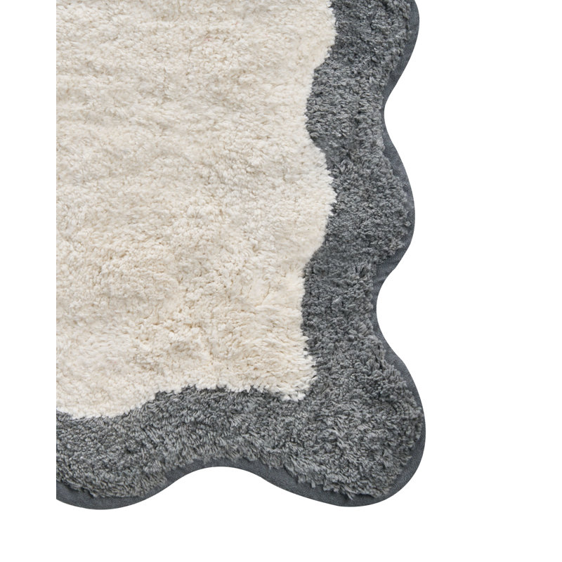 Cotton Non-Slip Bath Mat, 90cm L x 60cm W, Beige/Grey