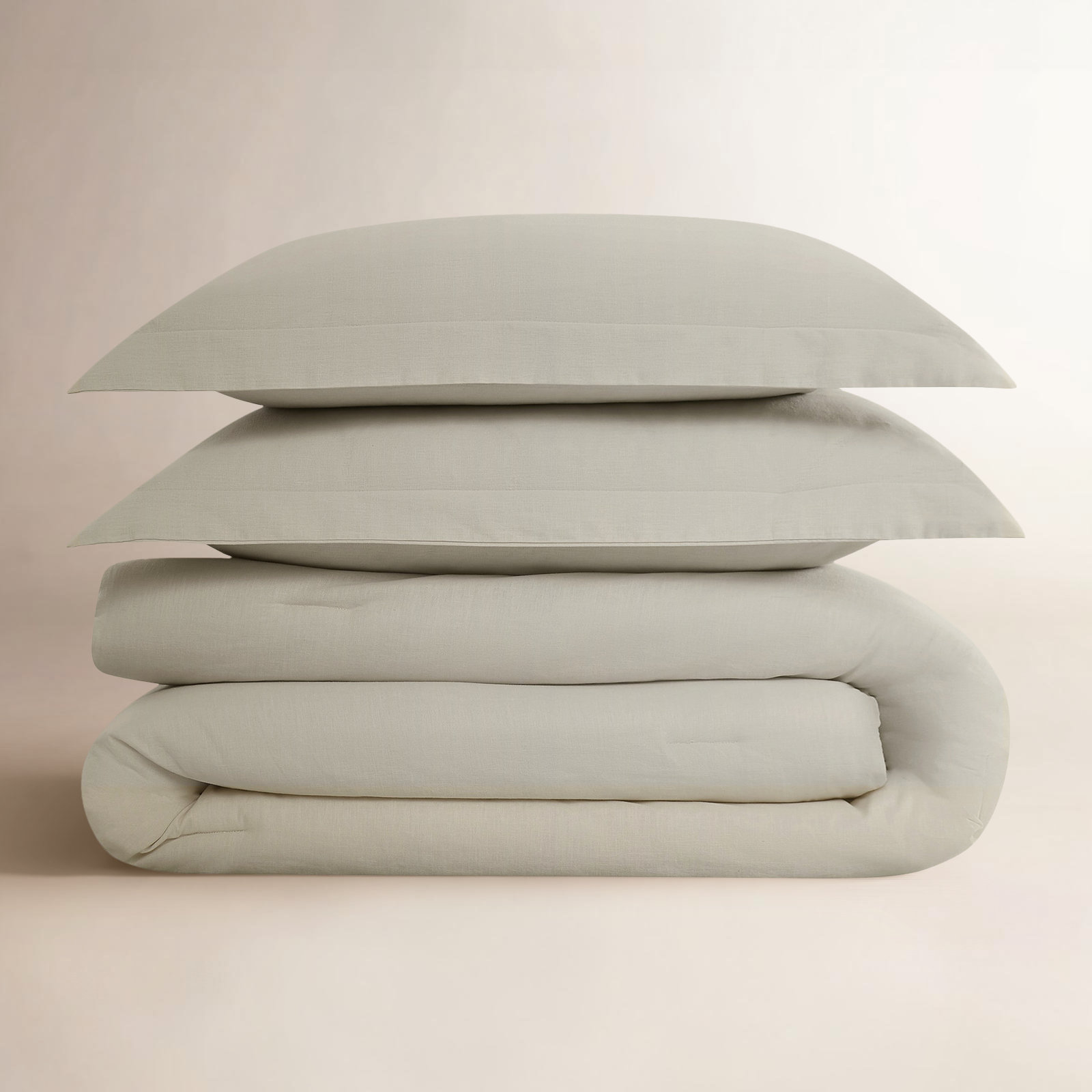 Nena Linen Comforter Set, King Comforter + 2 King Pillow Shams, Beige