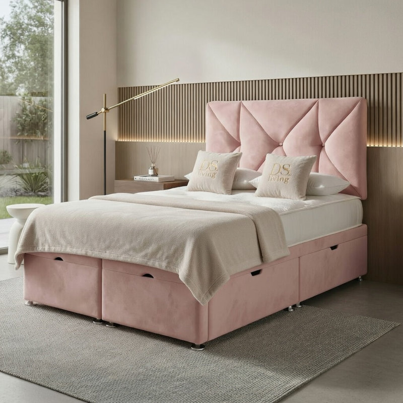 Eclipse Ottoman Storage Bed, King, Pink