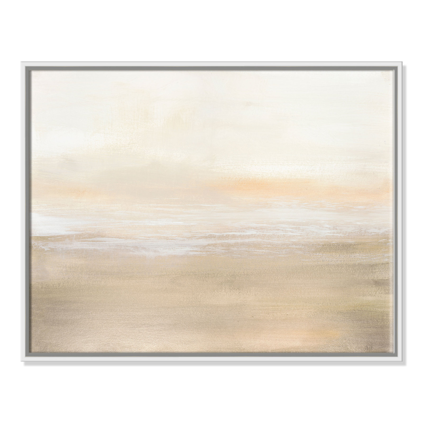 Willadeene "Morning Calm" Painting, White Framed, 22" H x 28" W x 2" D