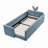 Twin Size Upholstered Platform Bed with Cute Rabbit Ear Shaped Headboard, Safety Rail, and Storage Pocket, Durable Boucle Fabric in Sky Blue-1940705982