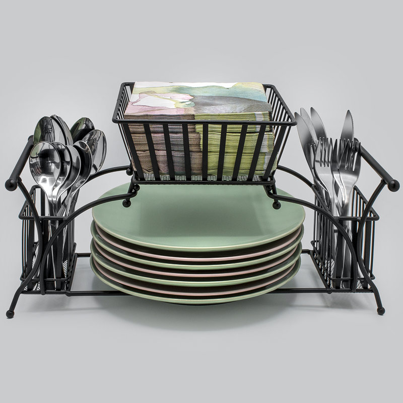 Sorbus 4 Section Multi-Functional Outdoor Buffet Utensil Caddy, Black