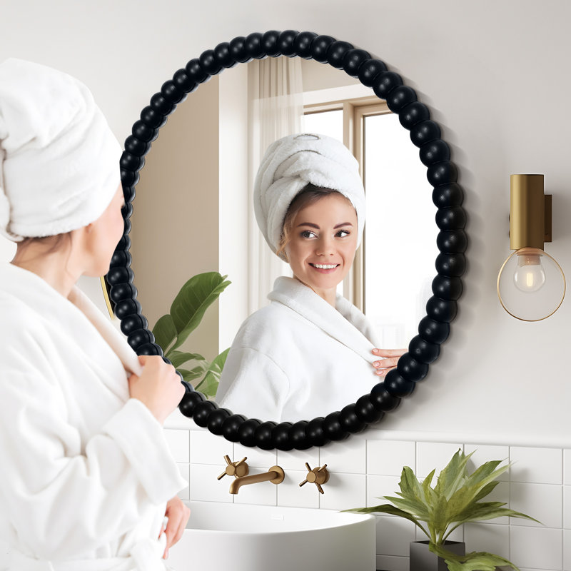 Miroir d'appoint Ayde, Noir, 28 po x 28 po