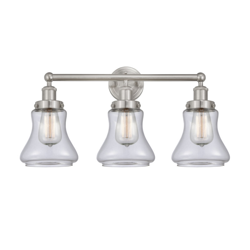 Éclairage pour meuble-lavabo à 3 lumières à intensité variable Asadbek, Transparent, Nickel satiné brossé
