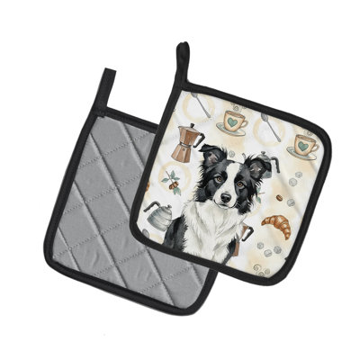 Border Collie Coffee Bar Pair of Pot Holders