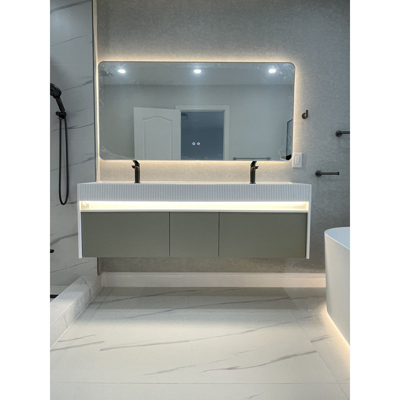 Miroir de salle de bain Linkaa, Or brossé