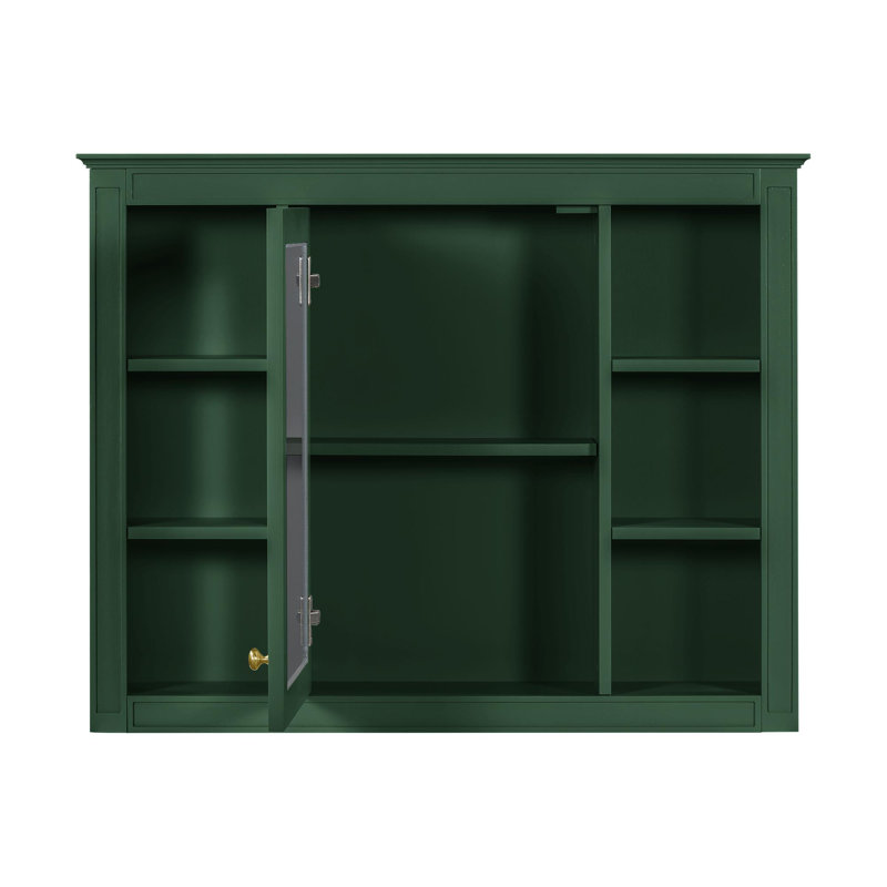 Meuble-lavabo 36 po avec lavabo en céramique et armoire à pharmacie, Vert