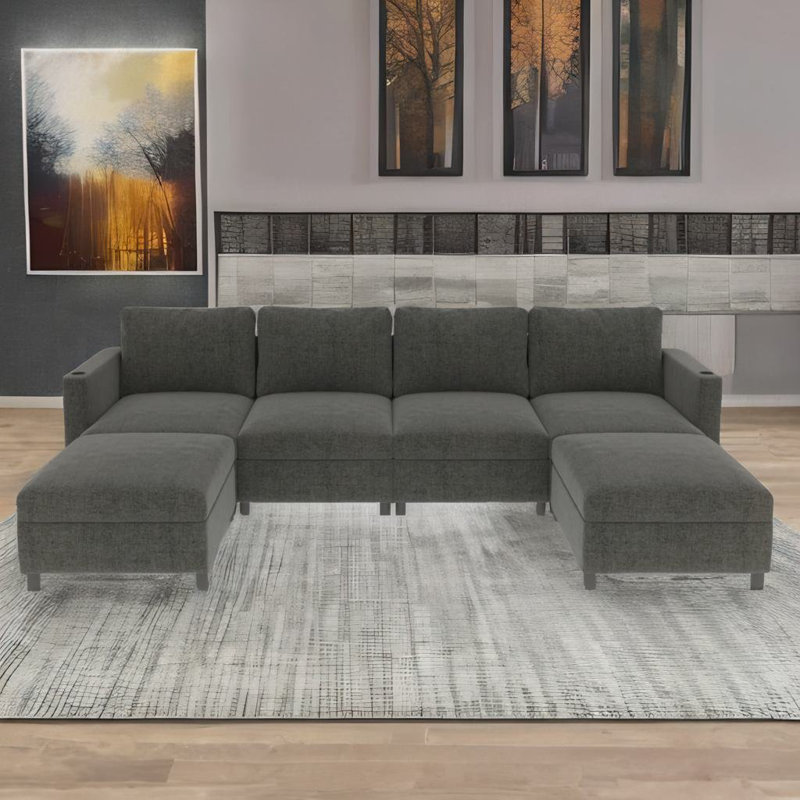 Tyse Upholstered 123.6'' Sofa, Gray Chenille