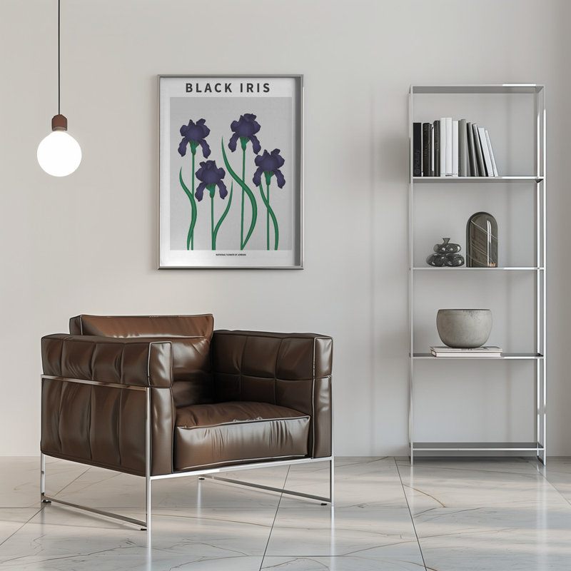 "Black Iris", art mural texturé encadré, Blanc, H 40 po x l 30 po