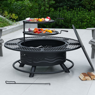 Wood Burning Fire Pit Table with Grill
