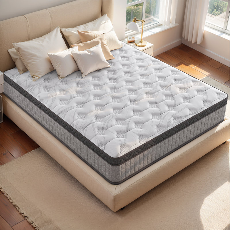 12" Diamond Hybrid Mattress With Innerspring And Cooling Gel Memory Foam For Pressure Relief And Motion Isolation, Queen