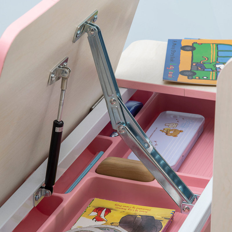 Bureau d'étude, table d'étude d'école à hauteur réglable, bureau d'écriture avec bureau inclinable, Pink/White