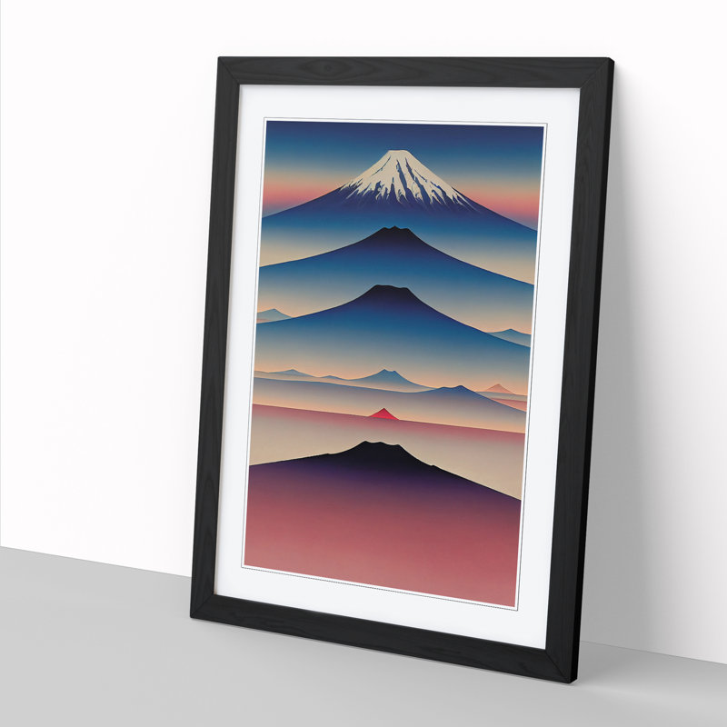FRM-V0523-2492X The Japanese Mountains - Single Picture Frame Print, 64cm H x 46cm W x 2cm D, Black