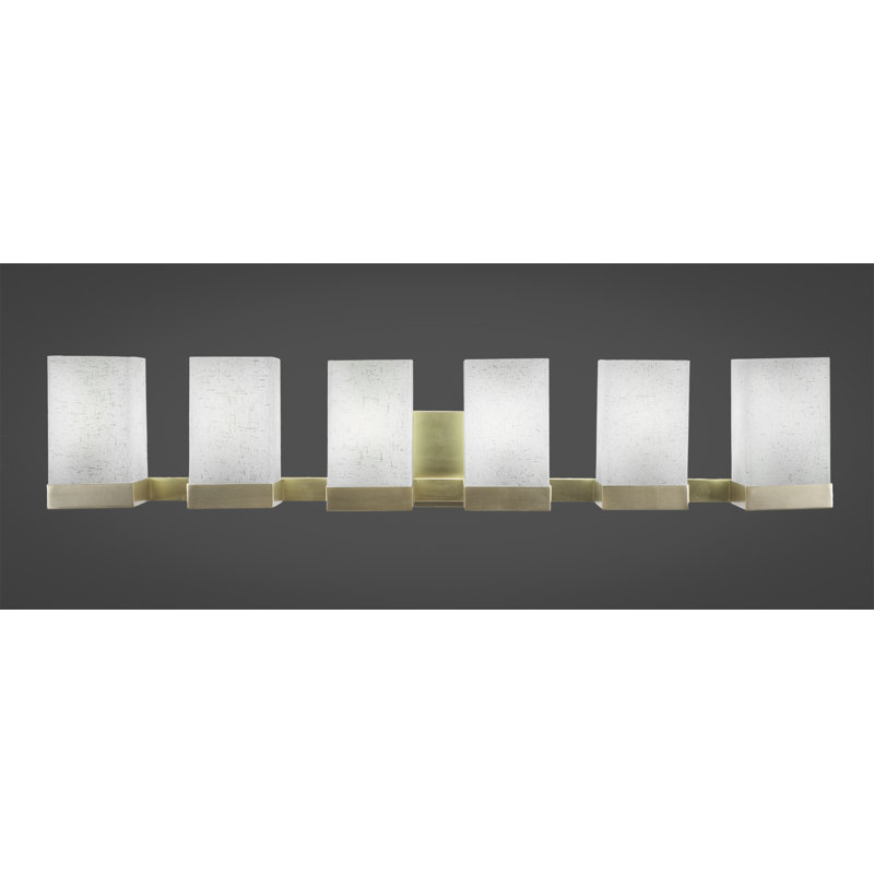 Karson 6 Light Bath Bar Shown, White Muslin, New Age Brass