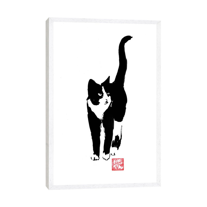 Street Cat 1 Piece Wall Art on Canvas, 66.04 cm H x 45.72 cm W, White Framed
