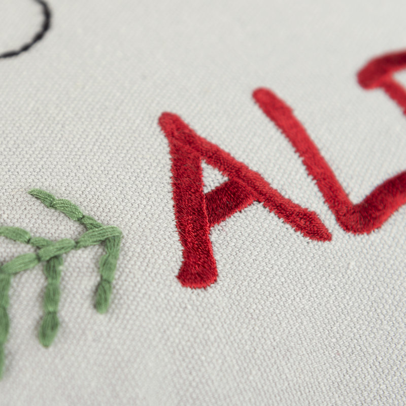 20"x20" White Cotton Embroidered Holiday Throw Pillow