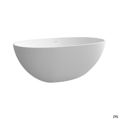 55" Solid Surface White Soaking Bathtub