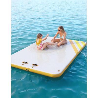 3x3m Inflatable Floating Dock, Non-Slip PVC Swim Raft with Ladder & Anchors