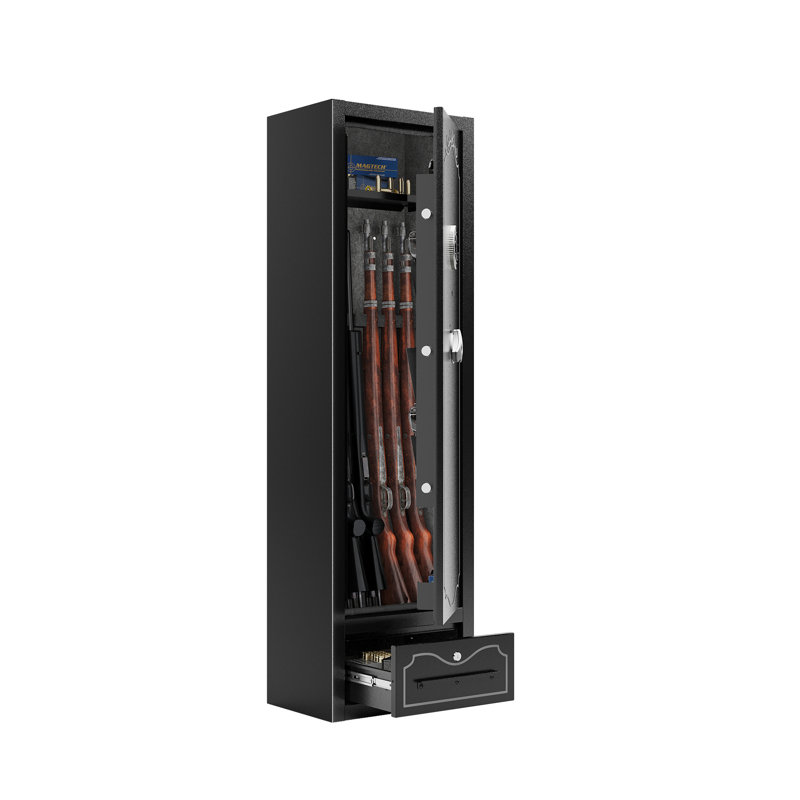 Extra Large 8 Gun Safe for Rifles and Pistols, Quick Access Cabinet with Drawer and Removable Shelf