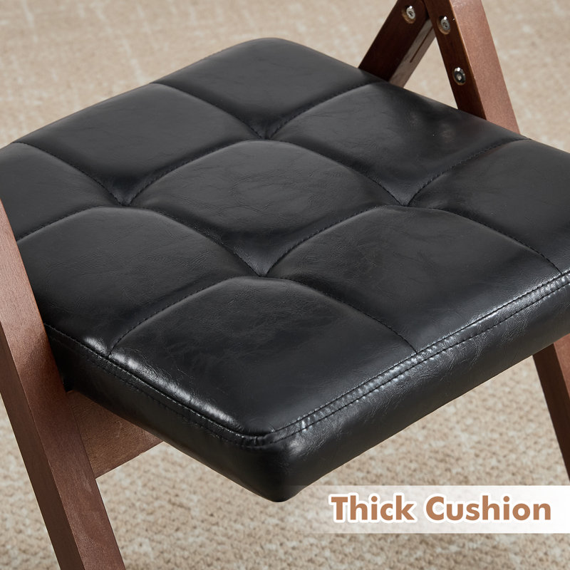 Versatile Soft-Padded Folding Chair: Perfect for Dining and Relaxation, Black/Walnut