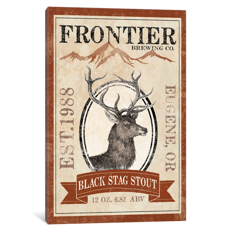 « i (black staging stout) », affiche rétro sur toile Frontier Brewing Co., H 26 po x l 18 po x P 1,5 po, Toile tendue