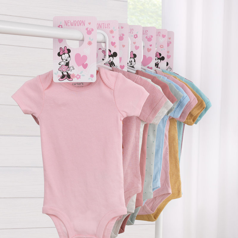 Ensemble de 7 compartiments de rangement pour poupée en tissu NoJo Disney Minnie Mouse rose, noir et blanc - 7 nouveau-nés à 24 mois