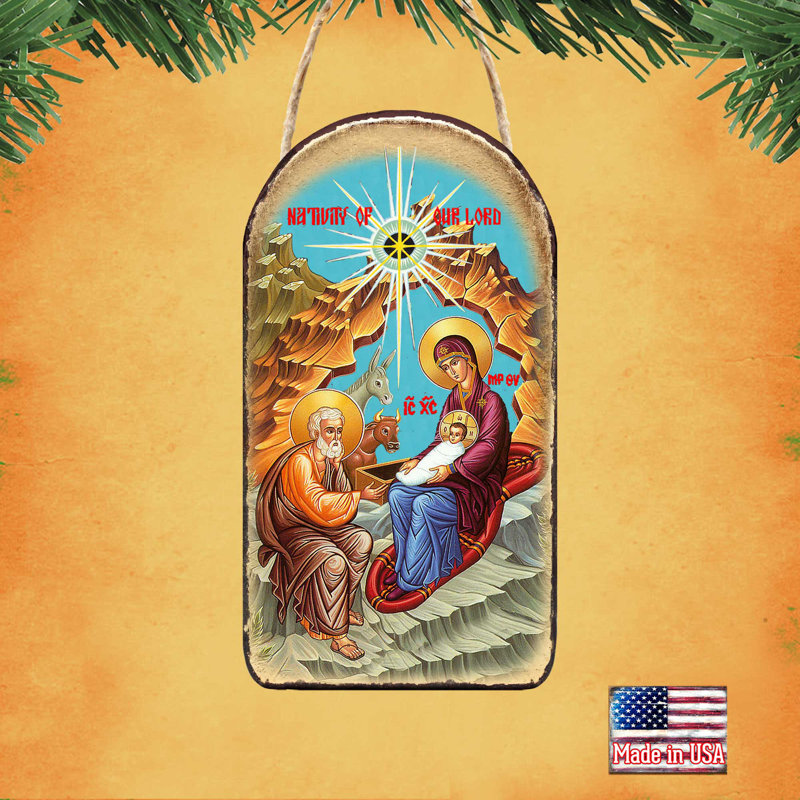 Inspirational Icon 5'' Handmade Wood Shatterproof Photo Ornament