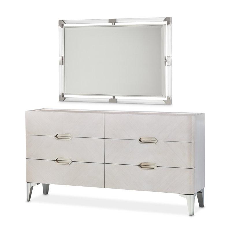 Ensemble de commode et miroir Penthouse - Gris cendré