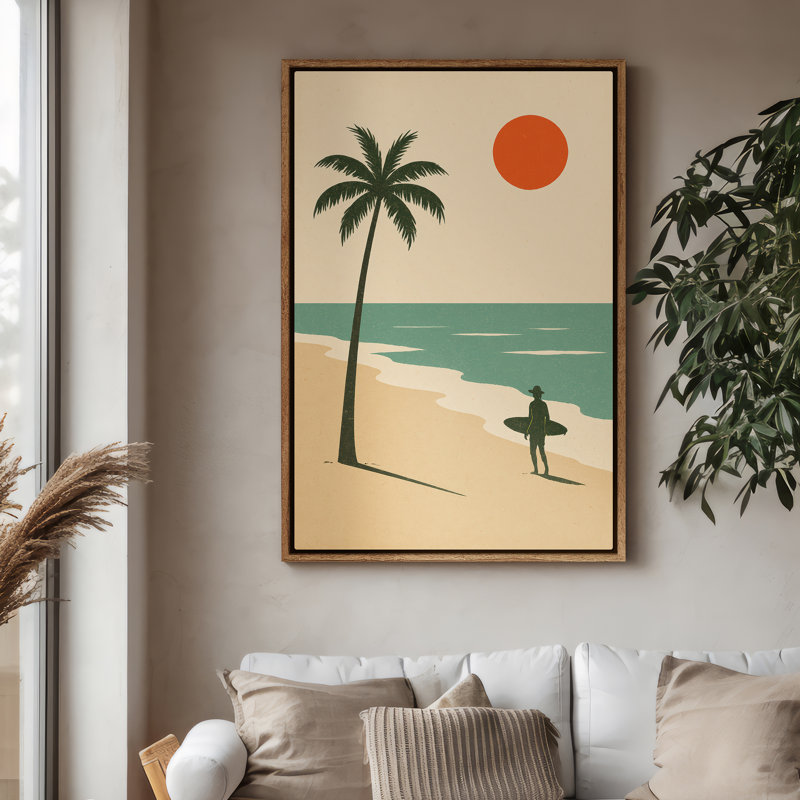 Art mural sur toile encadrée, impressions murales de plage pour le surf - 16 po x 24 po, H 24 po x l 16 po, Natural