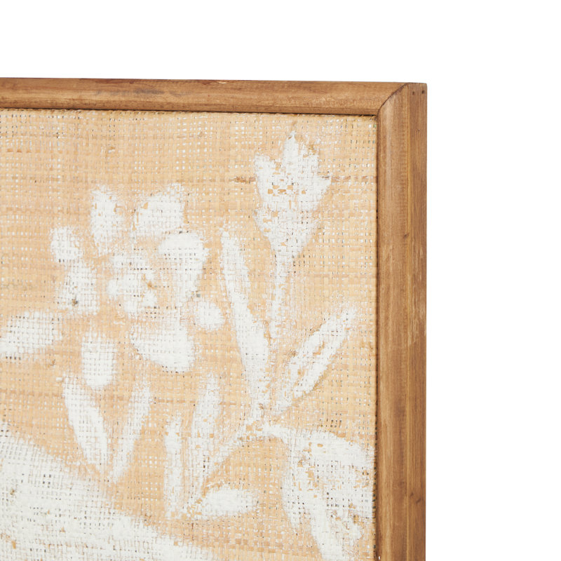Ensemble de décoration murale oiseau en bois brun avec motifs floraux peints en blanc
