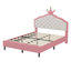 Lit princesse pleine grandeur en similicuir avec tête de lit capitonnée, rose et crème-1006101287