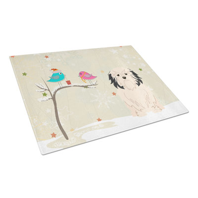 Caroline's Treasures Christmas Presents Glass Lowchen Cutting Board