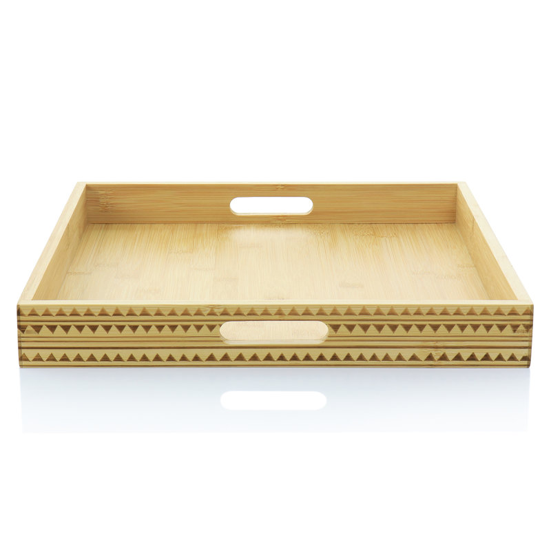 Gibson Home Sadler 15 Inch Wood Serving Tray With Built-In Handles