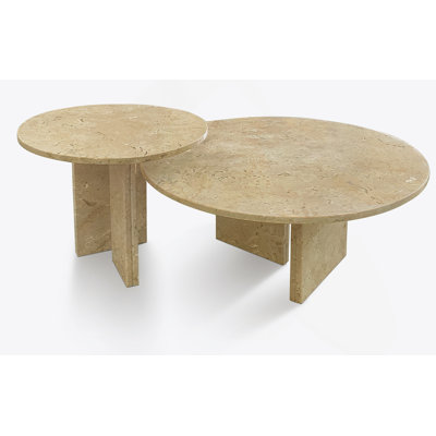 Glod Yellow Beige Natural Marble Coffee Table Set, Small Table, Living Room Table, Natural Stone, Genuine Marble, Real Marble