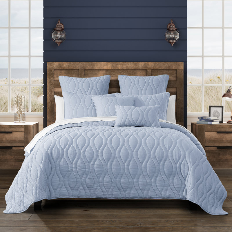 Coussin décoratif matelassé COVE, Rectangle H 12 po x l 20 po, Bleu