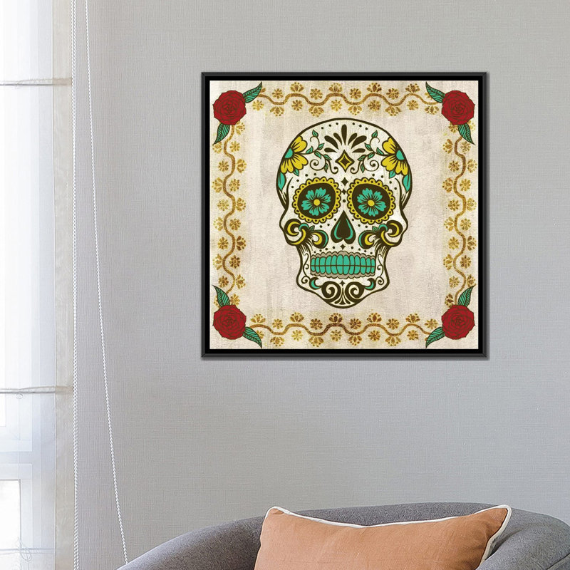 « day of the dead iv », reproduction d’impression sur toile, H 18 po x l 18 po x P 1,5 po, Toile avec cadre noir