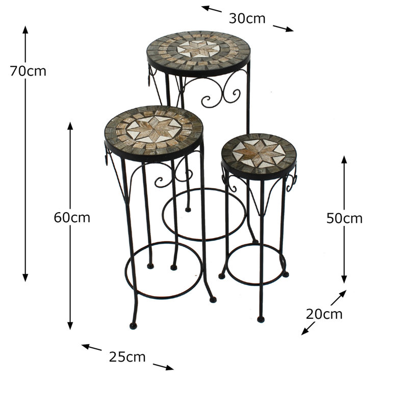 BRAVA 3 Piece Tall ROUND Plantstand Set