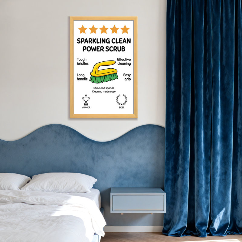 Bath & Laundry Sparkling Clean Power Scrub Brush Design, 30" H x 20" W, Wrapped Canvas, Does Not Apply