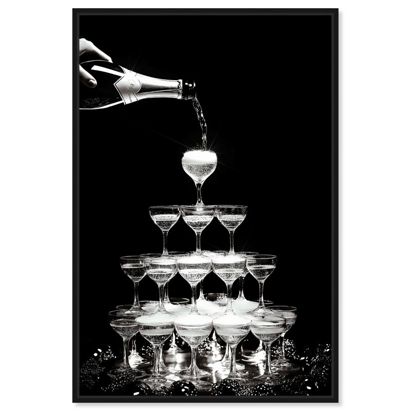 Toile «Flow of Fizz» par Art Remedy, Noir, H 16 po x l 11 po, Cadre flottant