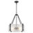 Ebern Designs Apollinaire 4-Light Matte Black Dimmable Drum Pendant with Ripple Glass, Height Adjustable Kitchen & Dining Chandelier 19.69"W