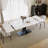 63"-94"Modern Extendable Dining Table for 6-10, Glossy White Kitchen Table with Black Carbon Steel Legs