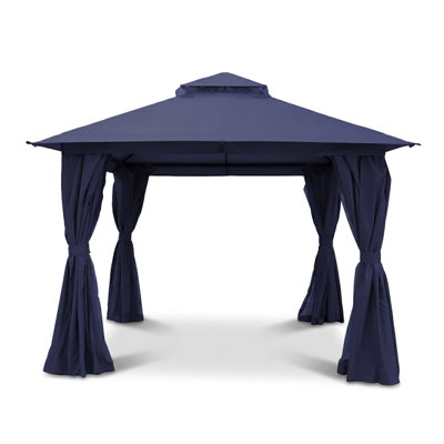 Tente de pavillon d'extérieur en métal robuste à double toit avec moustiquaire et moustiquaire PawsomePad 10 pi x 10 pi