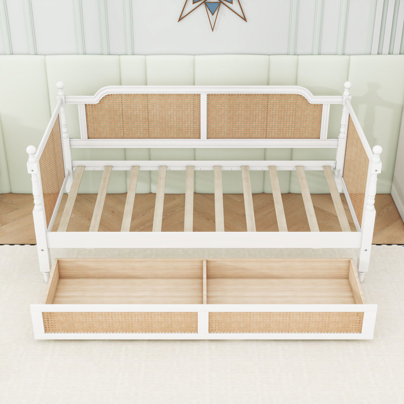 Wood Daybed with 2 Drawers, Twin, Antique White